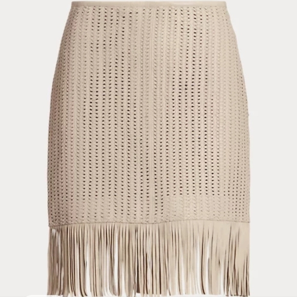 Lauren Ralph Lauren Dresses & Skirts - Ralph Lauren woven leather fringe trim skirt